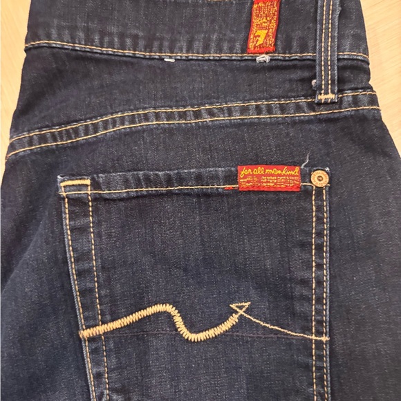 7 For All Mankind Denim - 7 For All Mankind Dark Blue Jeans with Tan Stitching